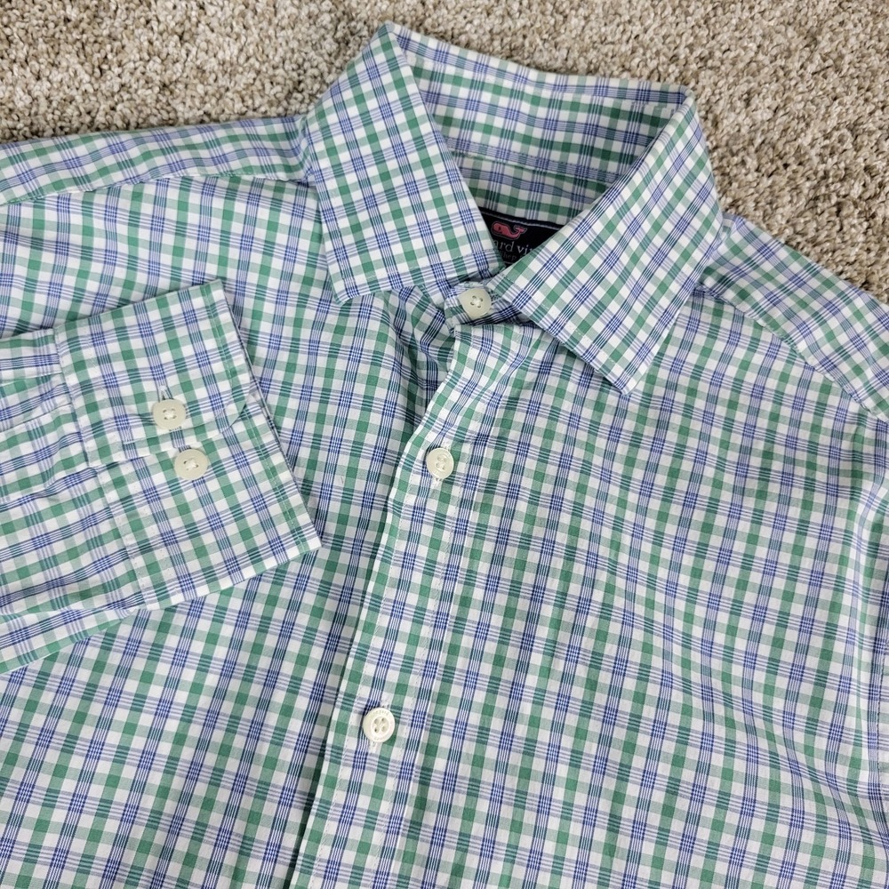 Vineyard Vines Classic Fit Burgee Mens XS White Plaid Performance Button Up LS